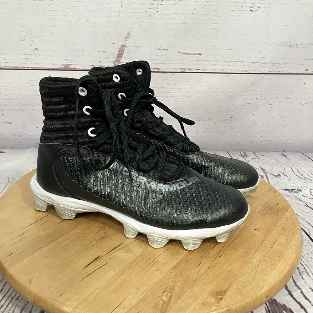 Under Armour‎ Football Cleats Youth 6Y Black High Top Molded Stud Lace Up